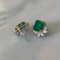 Sterling silver emerald earrings with marquise cz diamonds