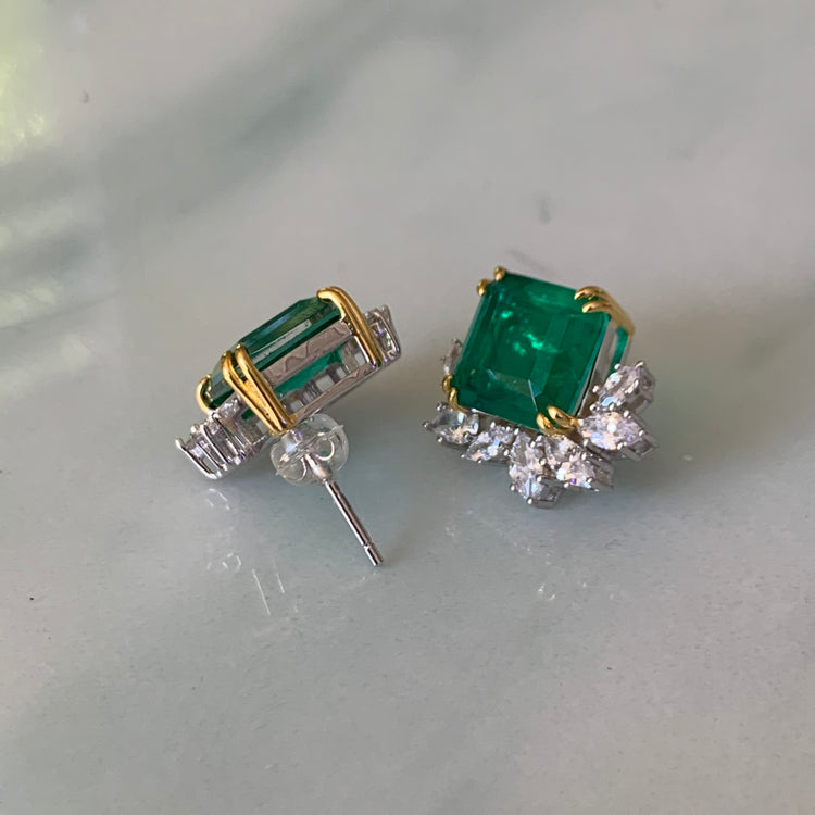 Sterling Silver Nora Emerald Cubic Zirconia Stud Earrings – Sterling Forever