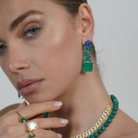 Sterling silver emerald & sapphire earrings