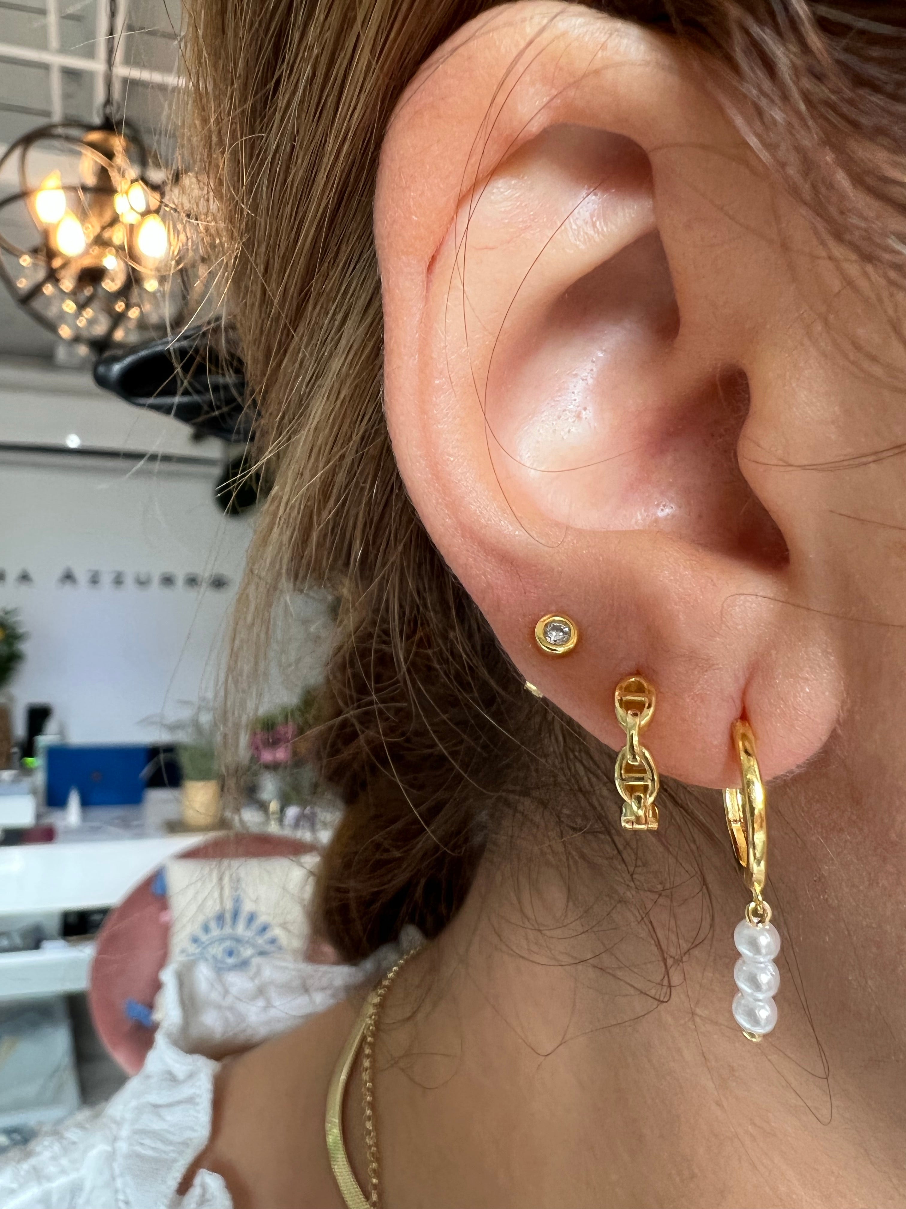 Silver 18k gold plated horsebit huggie hoops