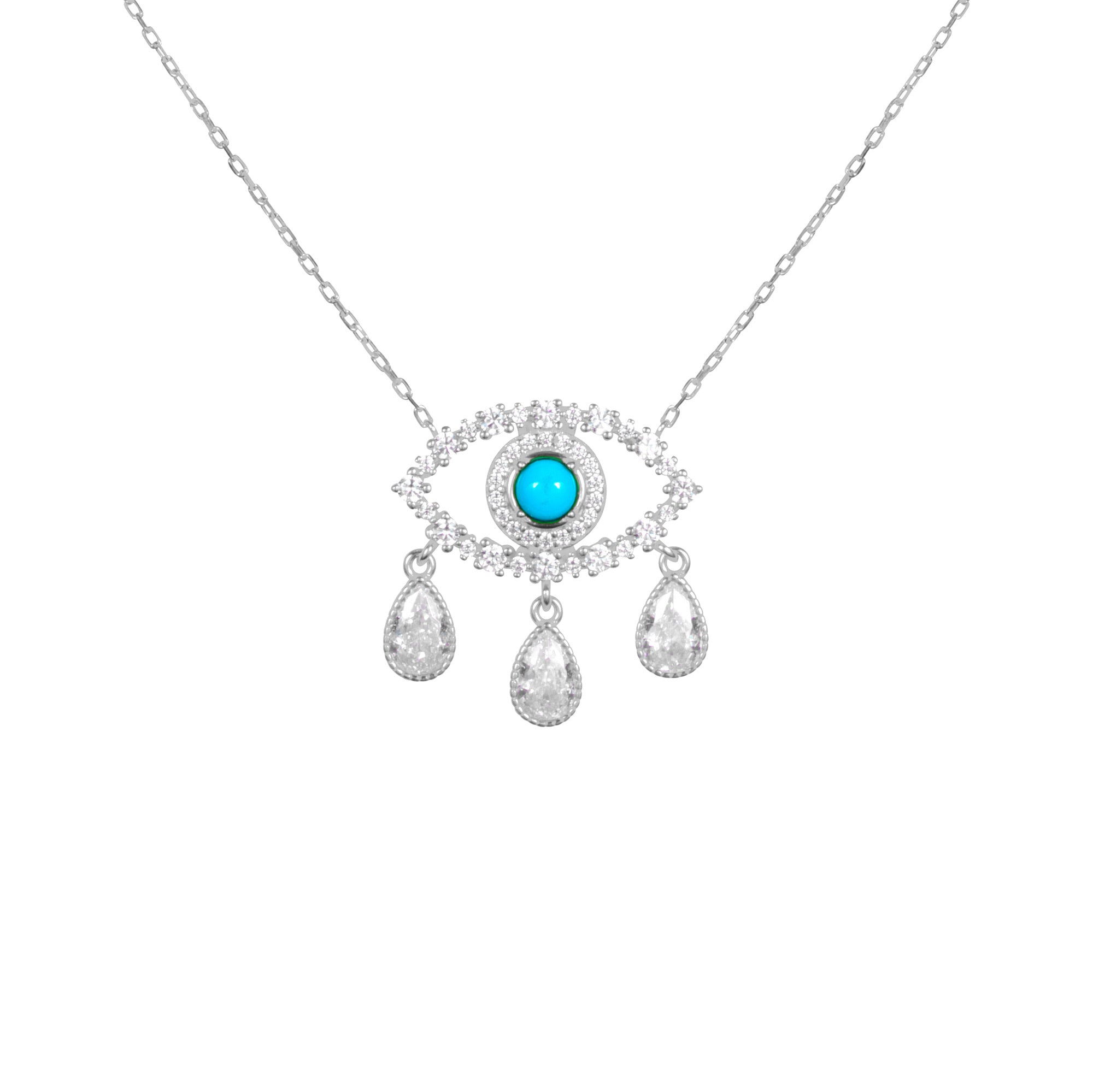 Sterling silver "Diamond Tears" eye necklace