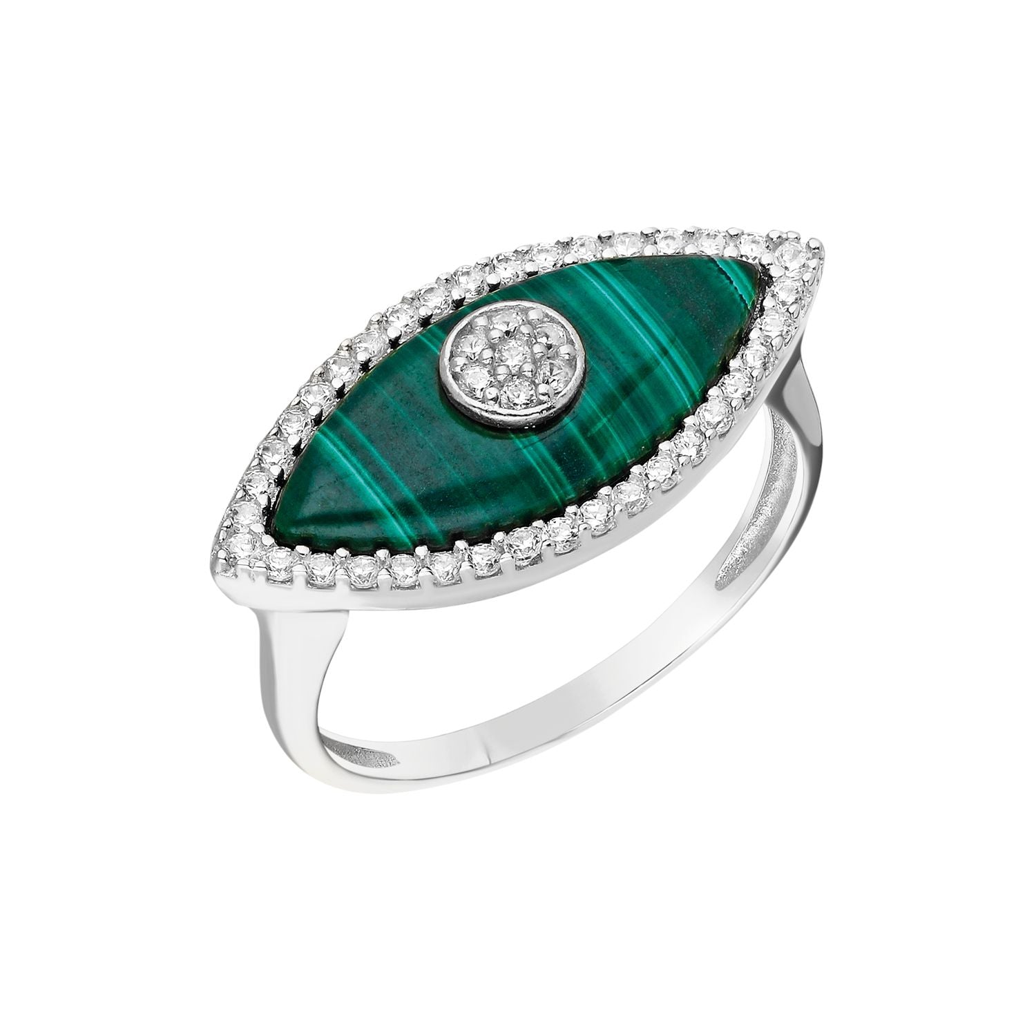 “Gemma” sterling silver malachite eye ring
