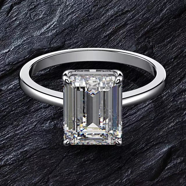 Sterling silver emerald cut cz ring