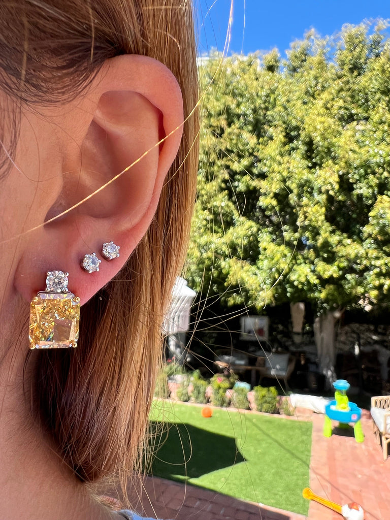 Yellow diamond sales earrings studs