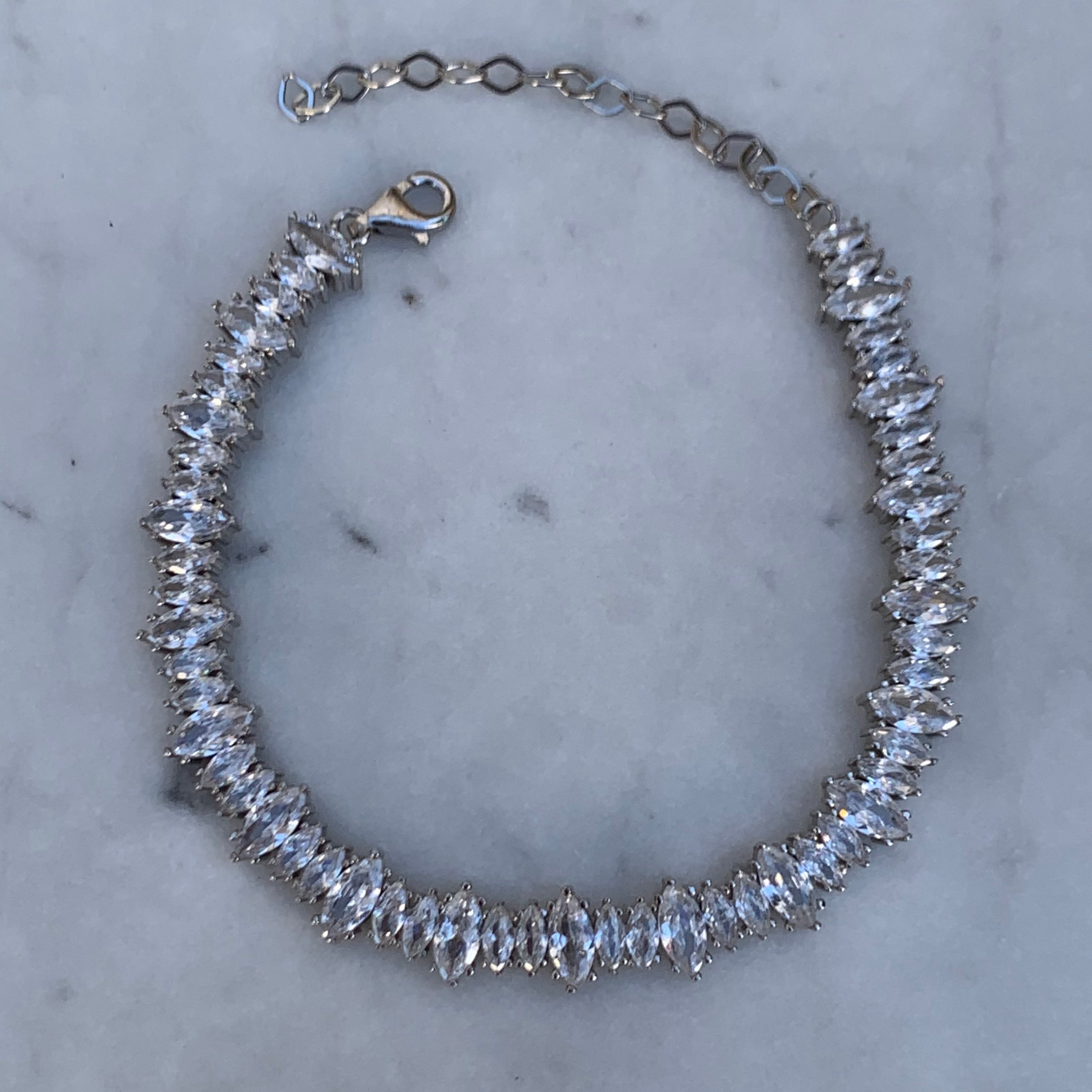 Sterling silver baguette cz diamond bracelet