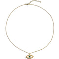 Silver gold plated green hammered evil eye necklace