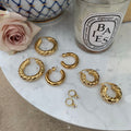 18k gold plated silver dangling eye huggie hoops