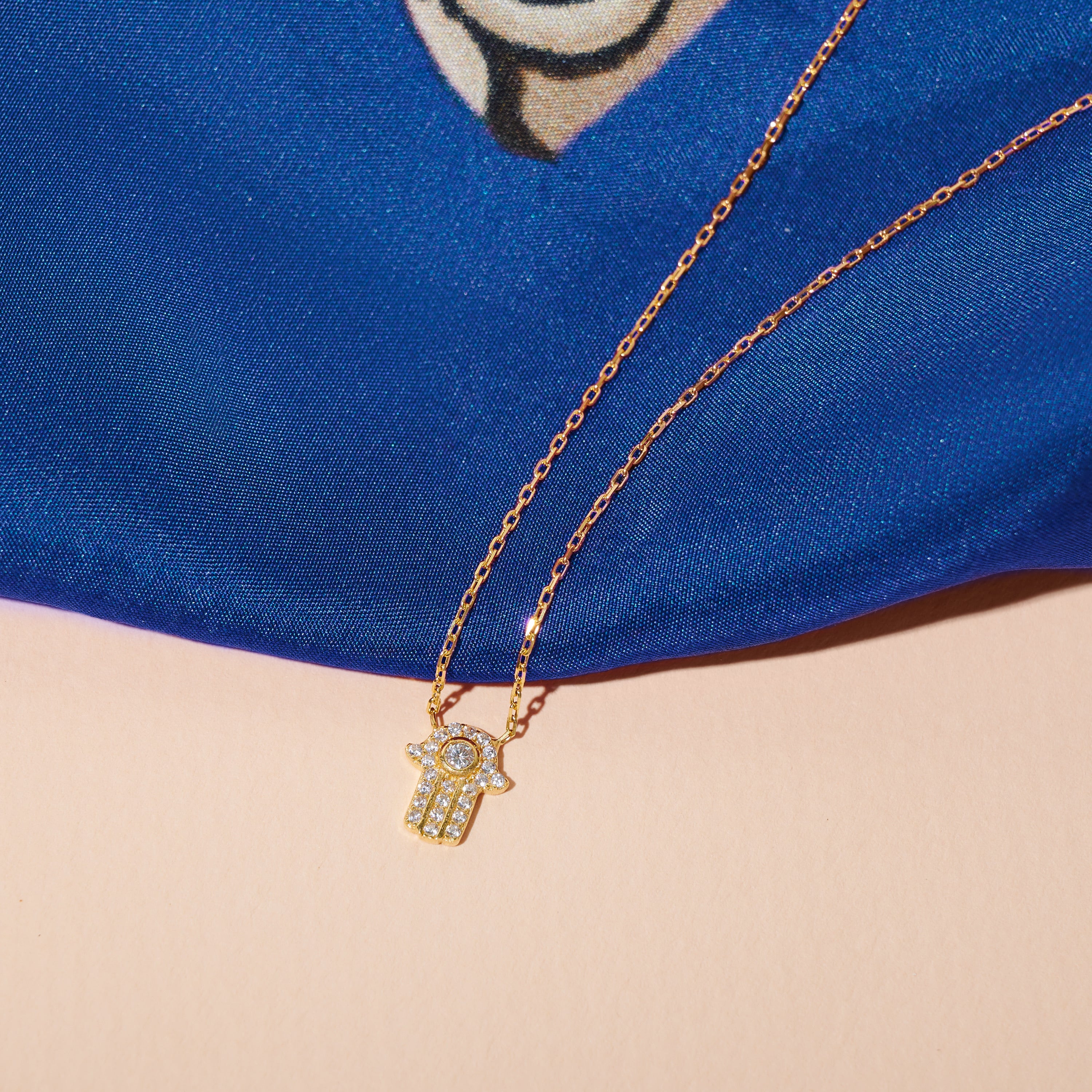 Silver 18k gold plated dainty hamsa necklace