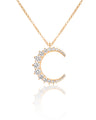 Silver gold plated clear pave crescent moon necklace