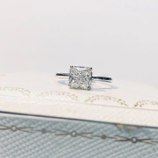 Sterling silver cushion cut cz ring