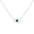 “Ojos” Sterling silver green eye necklace