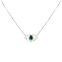 “Ojos” Sterling silver green eye necklace