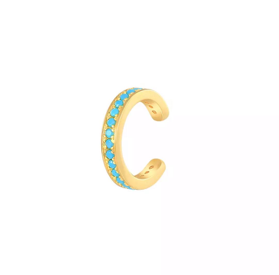 Silver 18k gold plated turquoise ear cuff pair