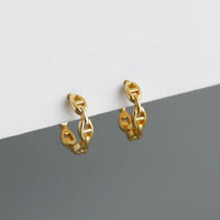 Silver 18k gold plated horsebit huggie hoops