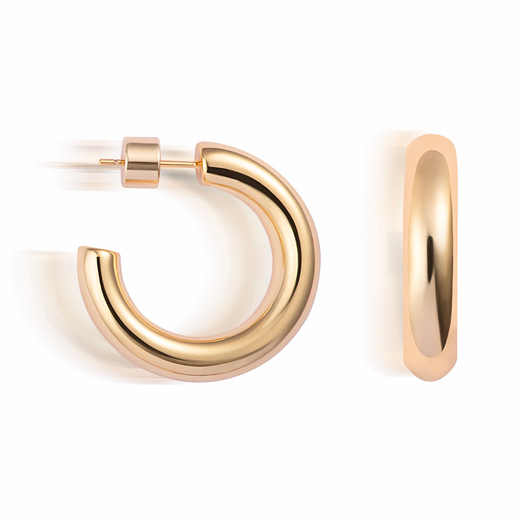 18k gold plated simple tube hoops