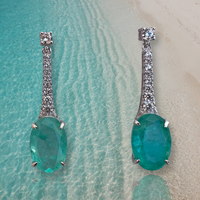 “Bora Bora” silver oval paraiba drop statement earrings