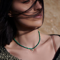 Malachite beaded eye necklace