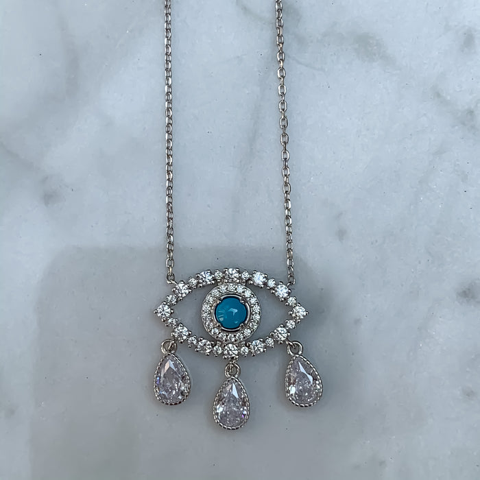 Sterling silver "Diamond Tears" eye necklace