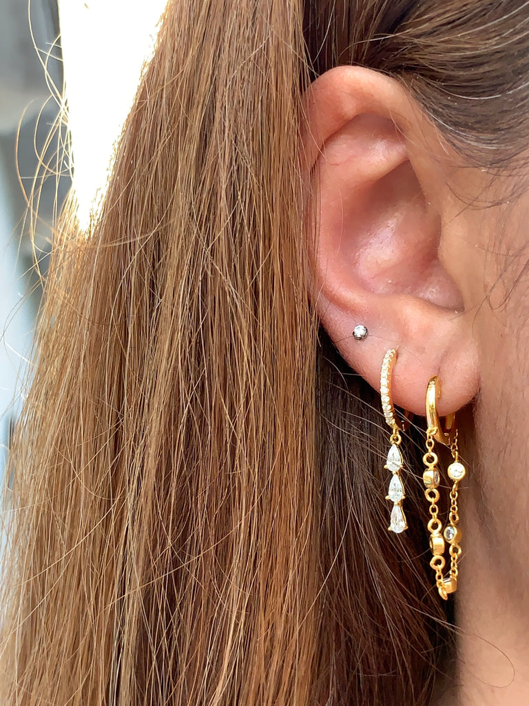 [wingbling] 14K Gold☆Rooney's one-touch ring Earrings Amazon.com: Cool Punk Style Iced Cz 14K Yellow Gold Plated