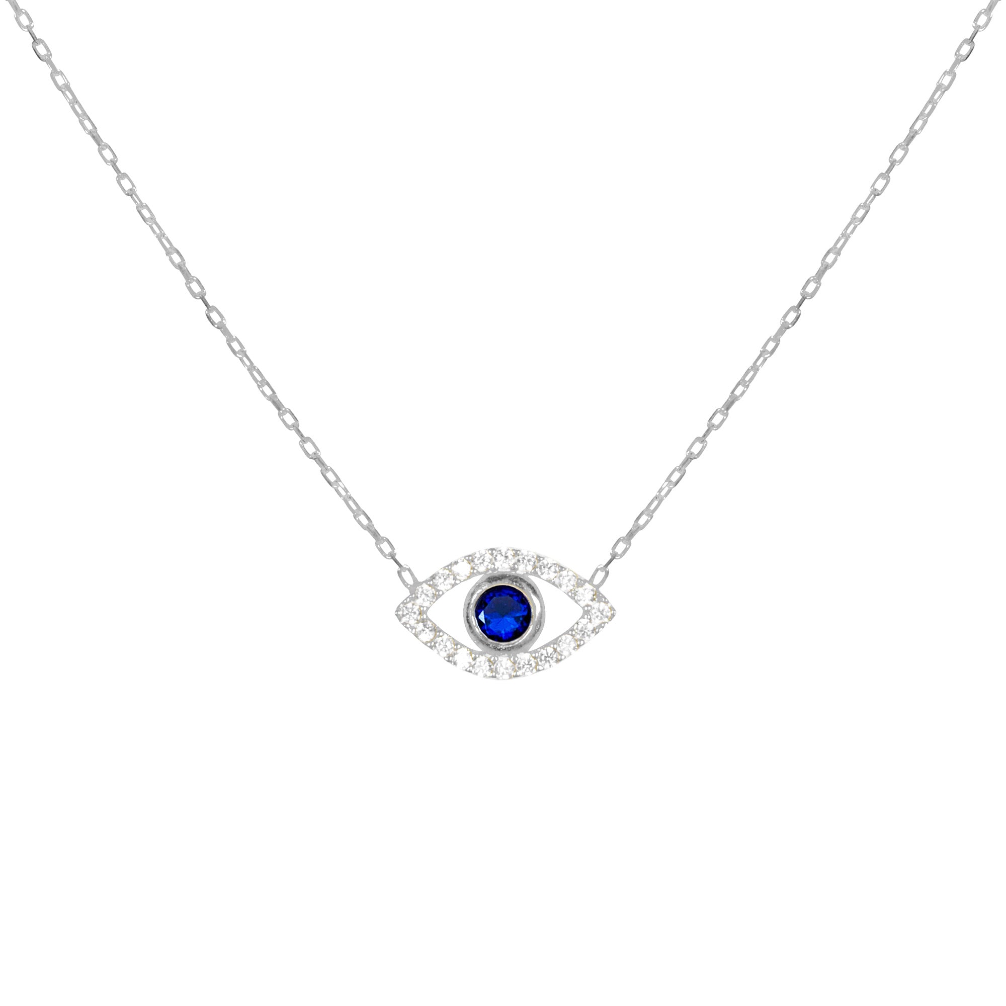 MYSTIC JEWELS Collana In Argento Sterling 925 Con 5 Occhi Turchi Blu Navy – Design Minimalista, Lunghezza 42+3cm, Con Sacchetto Regalo - 2