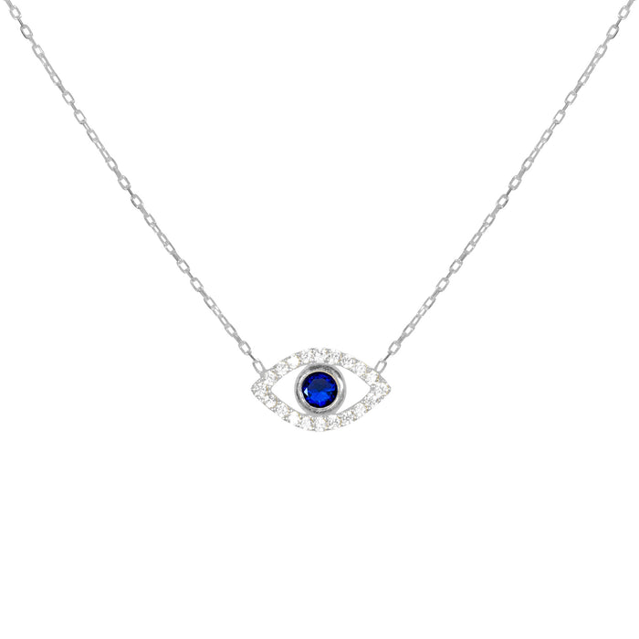 “Ojos” Sterling silver dark blue eye necklace