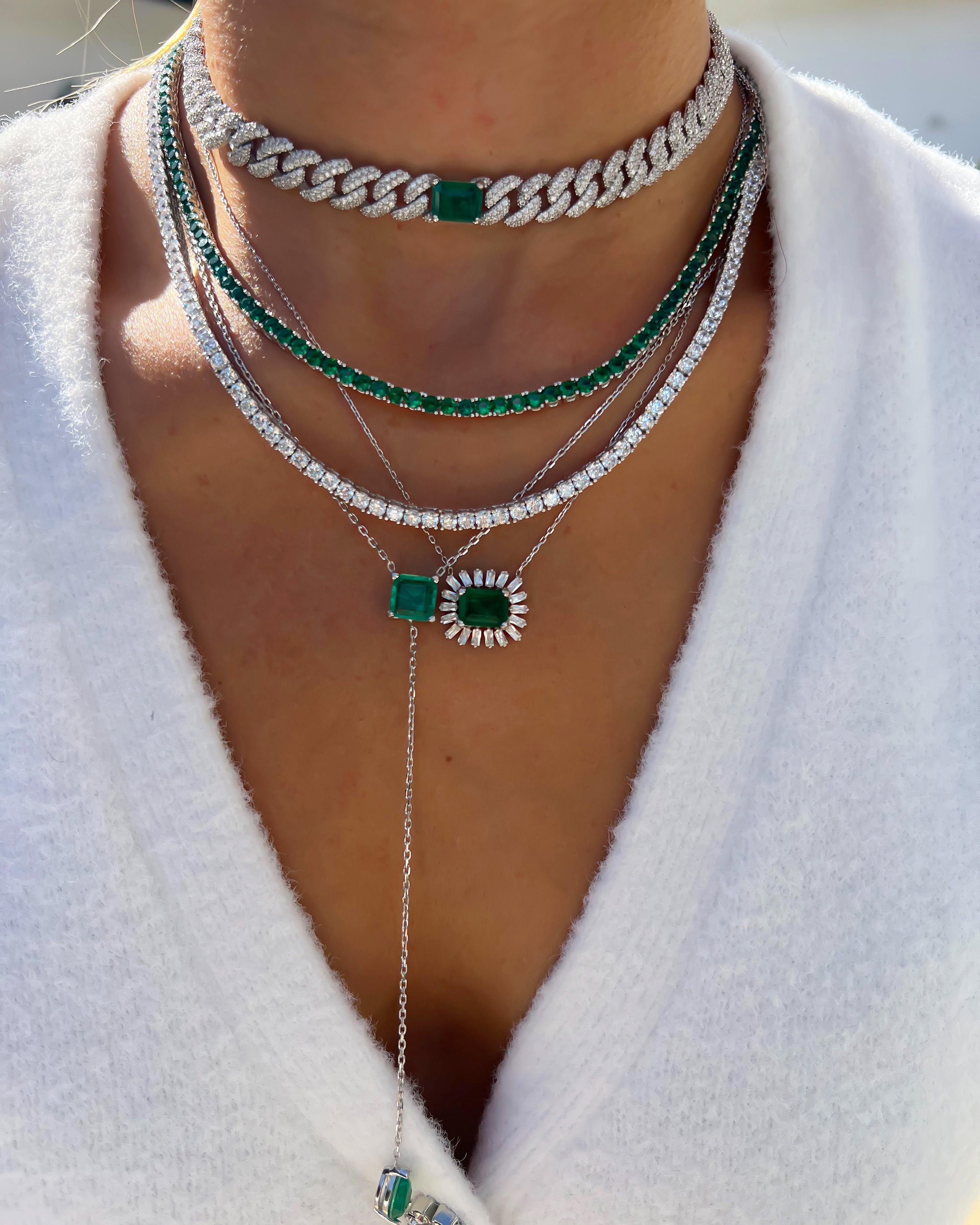 Sterling silver 3 mm cz diamond tennis necklace