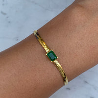 Silver gold plated emerald herringbone bracelet
