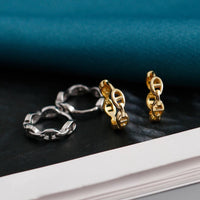 Silver 18k gold plated horsebit huggie hoops