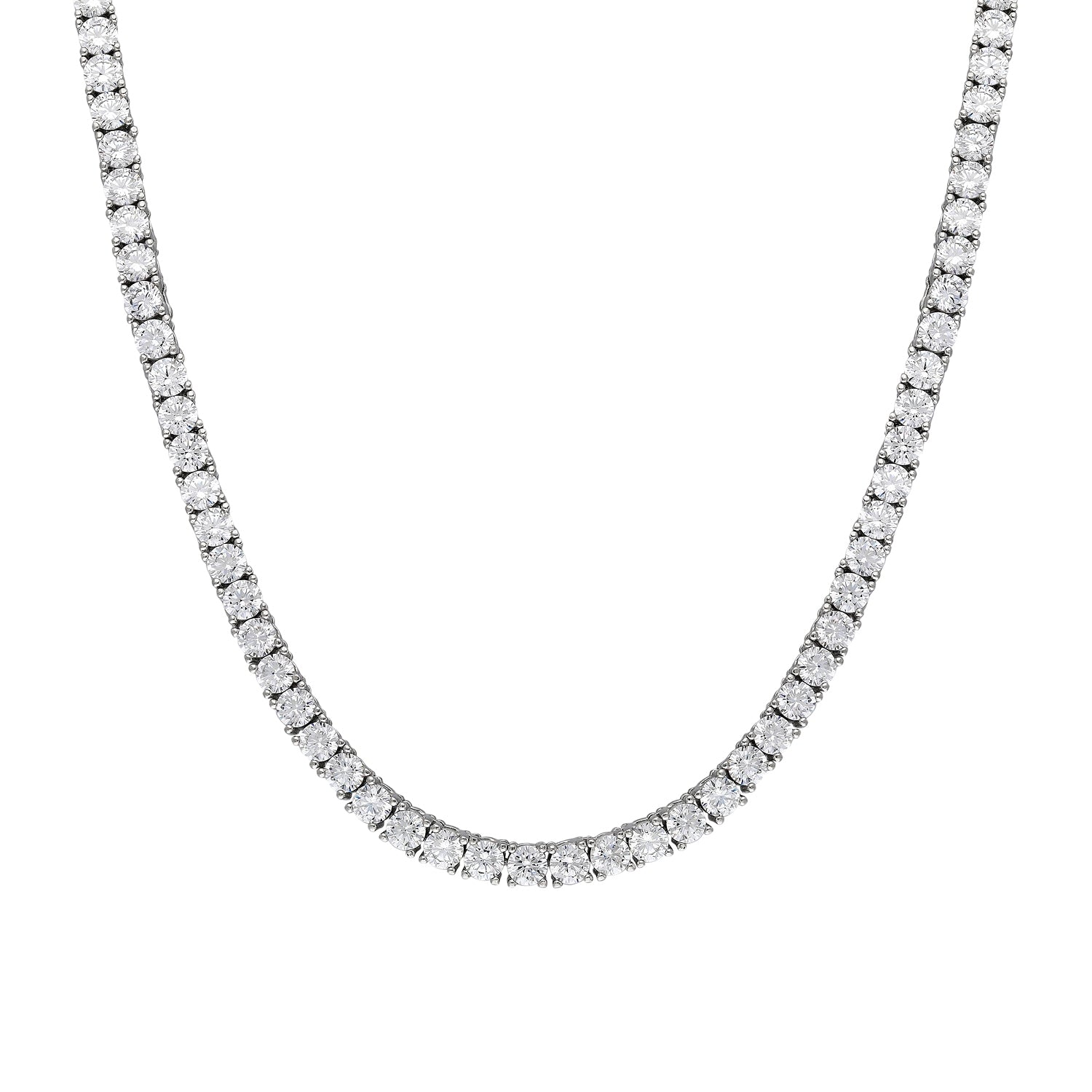 Sterling silver 3 mm cz diamond tennis necklace