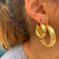 “Caroline” Small 14k gold plated twisted hoops