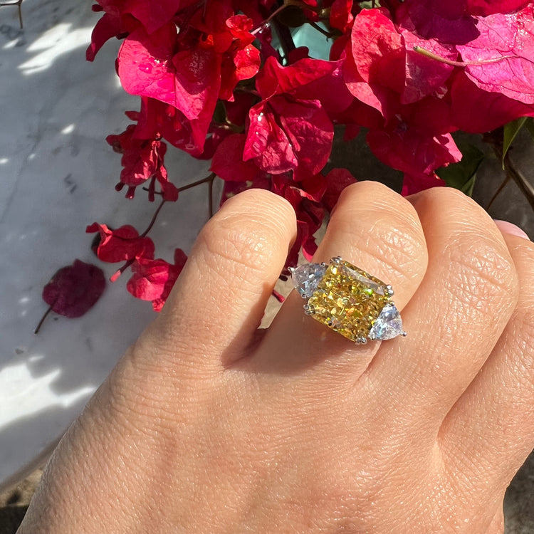 GIA 1.01ct Fancy Vivid Yellow Diamonds Rings 18K Gold Diamonds Wedding  Engagement Female Rings for