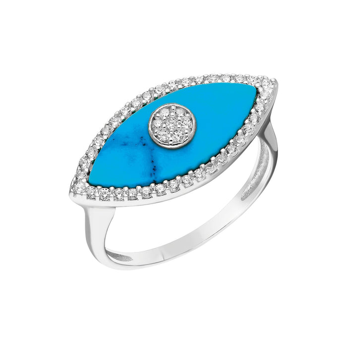 “Gemma” sterling silver turquoise eye ring