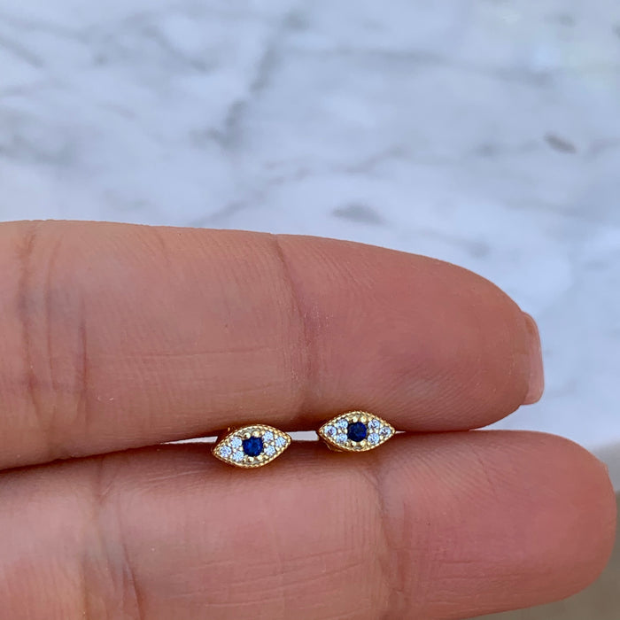 Sterling silver gold plated mini eye studs