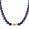 Lapis beaded gold rod eye necklace