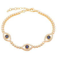 Silver gold plated classic navy blue tennis eye bracelet