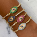 “Eyeland” Silver gold plated pastel tennis eye bracelets