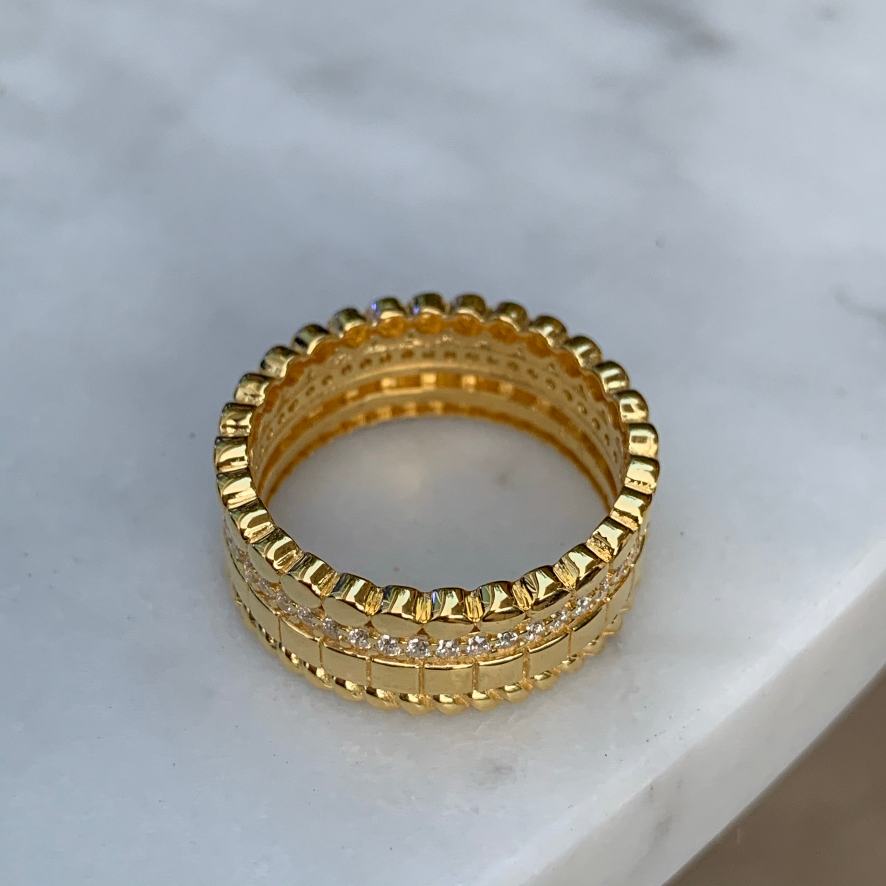 Silver 18k gold plated multiband ring