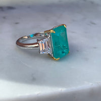 Sterling silver large emerald cut paraiba ring