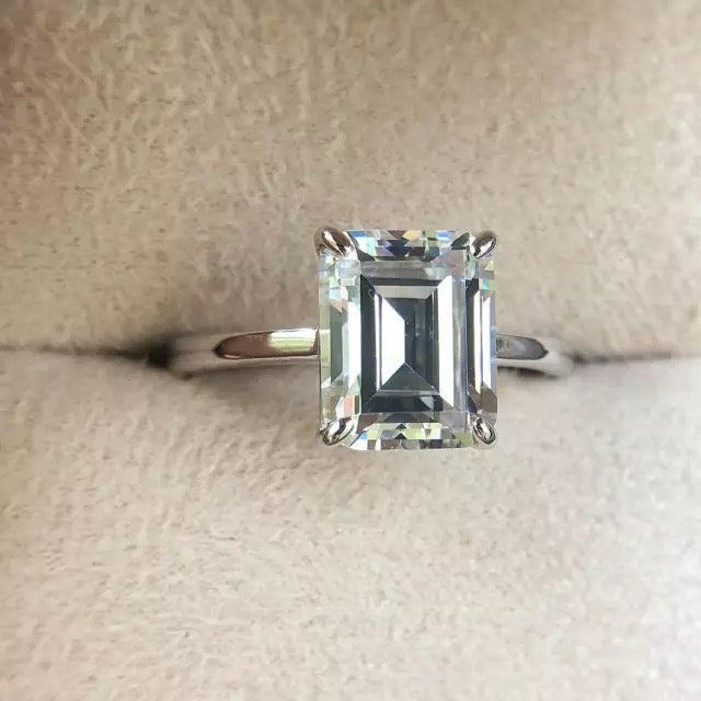 Sterling silver emerald cut cz ring