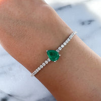 Sterling silver single pear paraiba stone bracelet