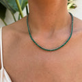 Sterling silver emerald green tennis necklace
