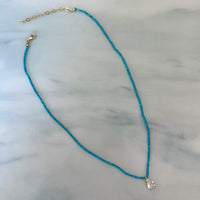 PRE-ORDER Natural turquoise beaded tear drop necklace