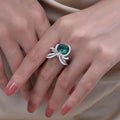 Sterling silver emerald bow ring