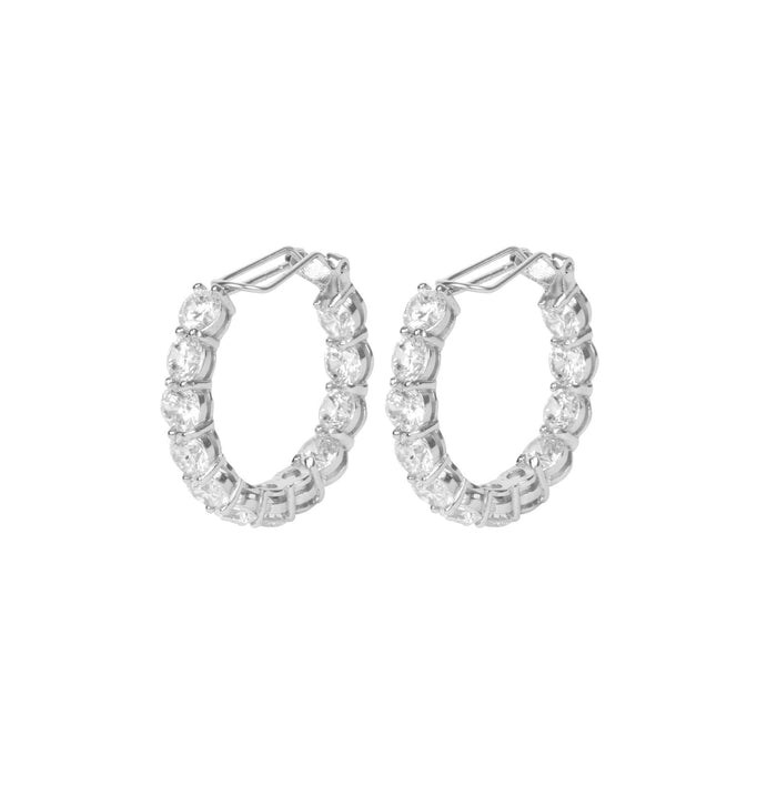 Sterling silver cz diamond hoop earrings