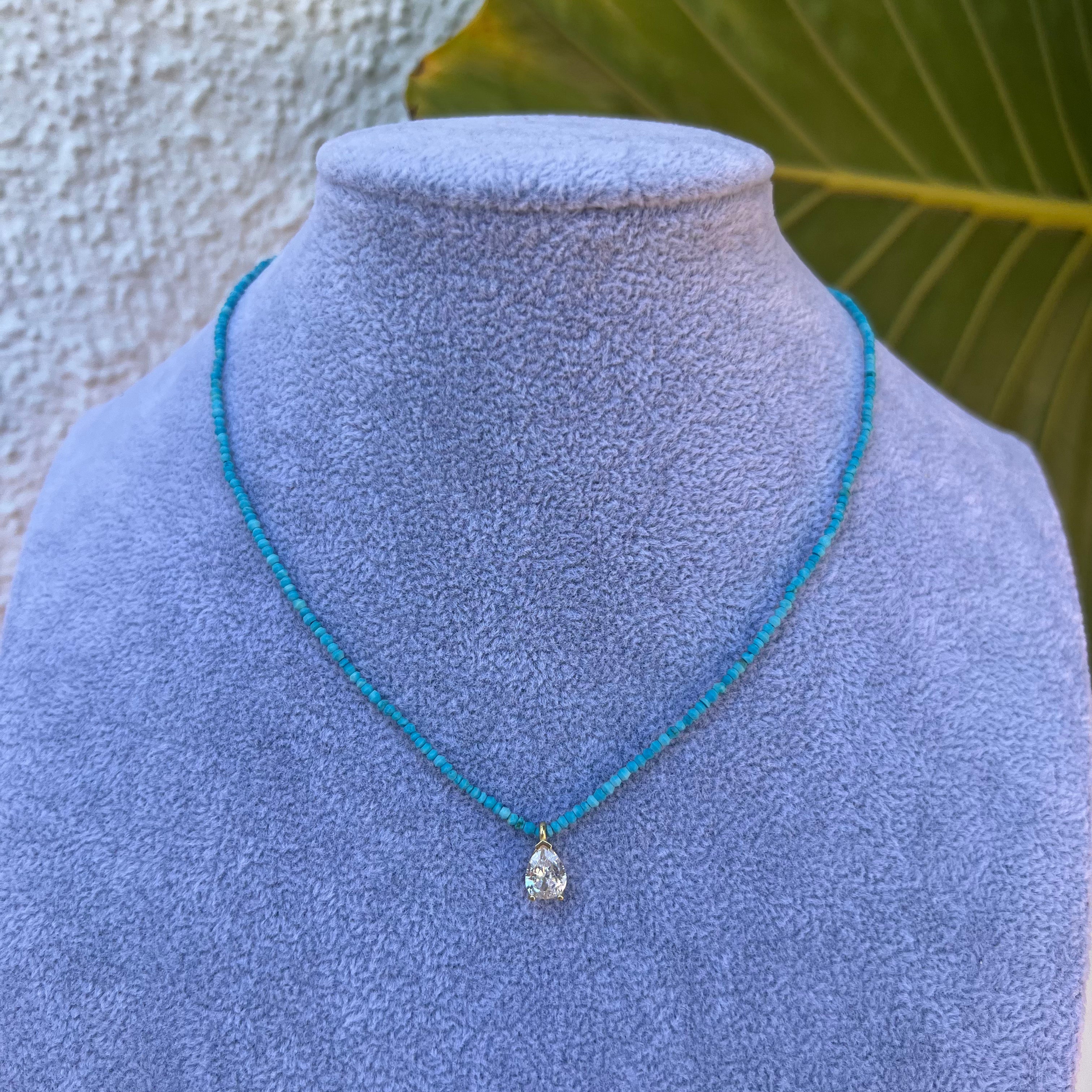 PRE-ORDER Natural turquoise beaded tear drop necklace