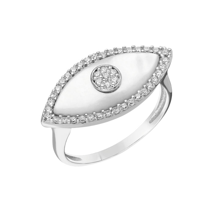 “Gemma” sterling silver mother of pearl eye ring