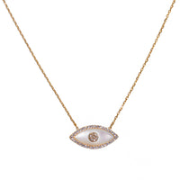 “Gemma” silver gold plated stone eye necklace