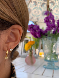 18k gold plated silver eye huggie hoops